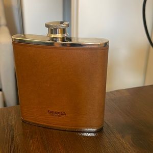Shinola leather-wrapped stainless steel flask - never used